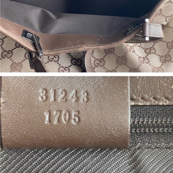 Vintage Gucci GG Signature Logo Brown Canvas Tote Silver Hardware - Picture 10 of 11